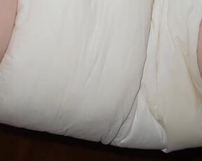 Diaper girl pees thick diaper